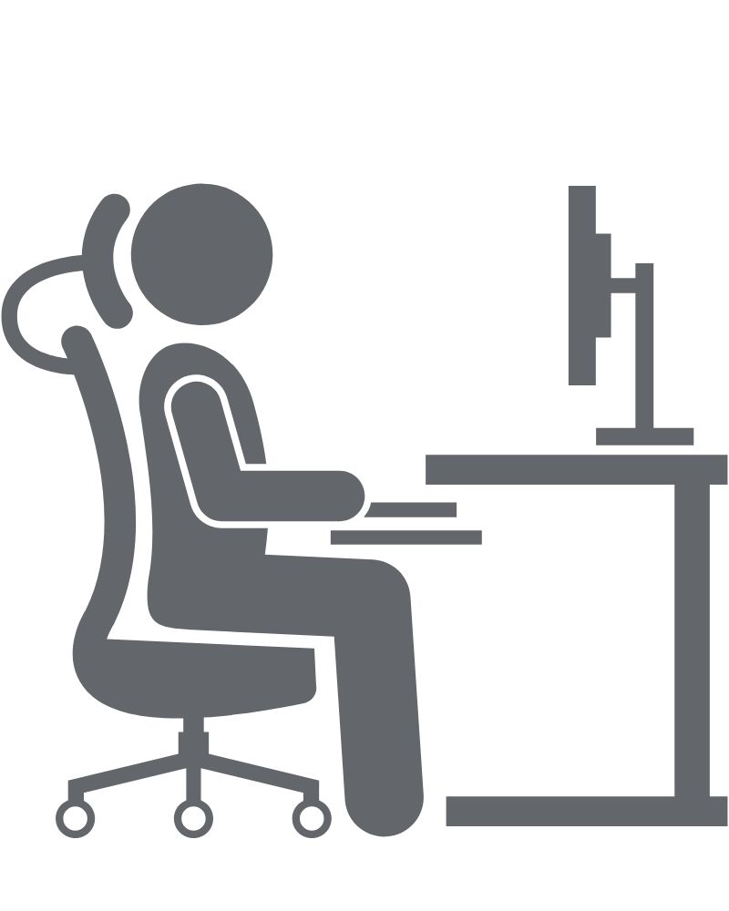 desk chair ergonomics proper graphic grey icon